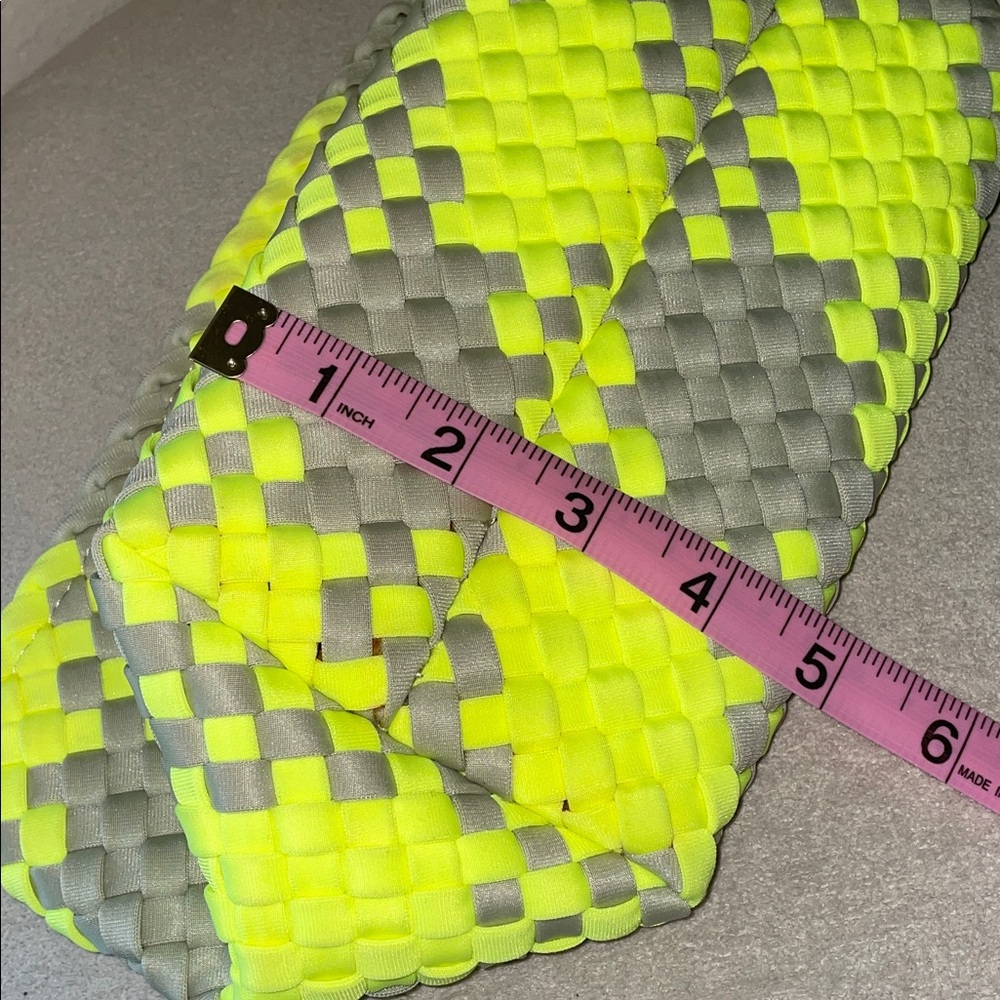 Naghedi Neon Yellow and Gray Woven Cosmetic Pouch - Picture 13 of 13